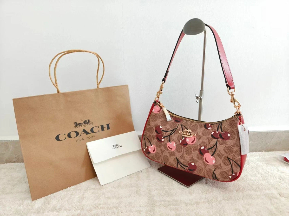 Coach Teri Shoulder Bag in Signature Canvas with Cherry Print, CY694