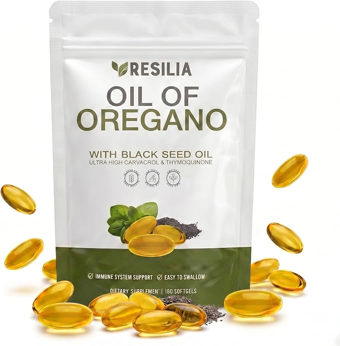 Resilia Oil of Oregano with Black Seed Oil 6000mg, 180 Softgels