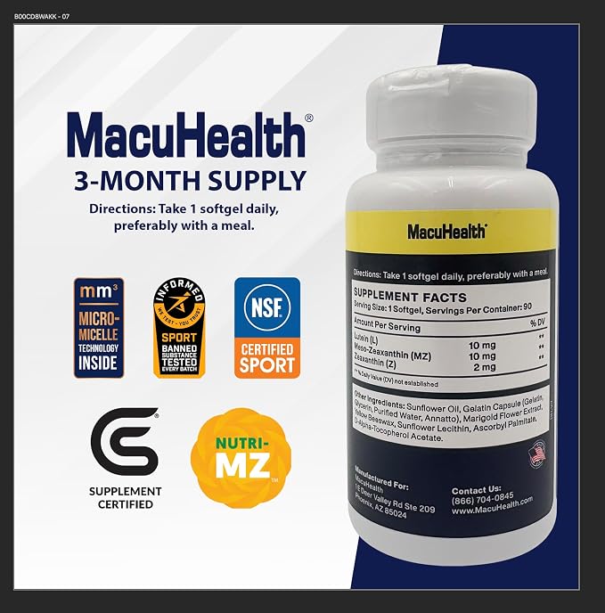 MacuHealth Triple Carotenoid Formula Eye Vitamins, 90 Softgels