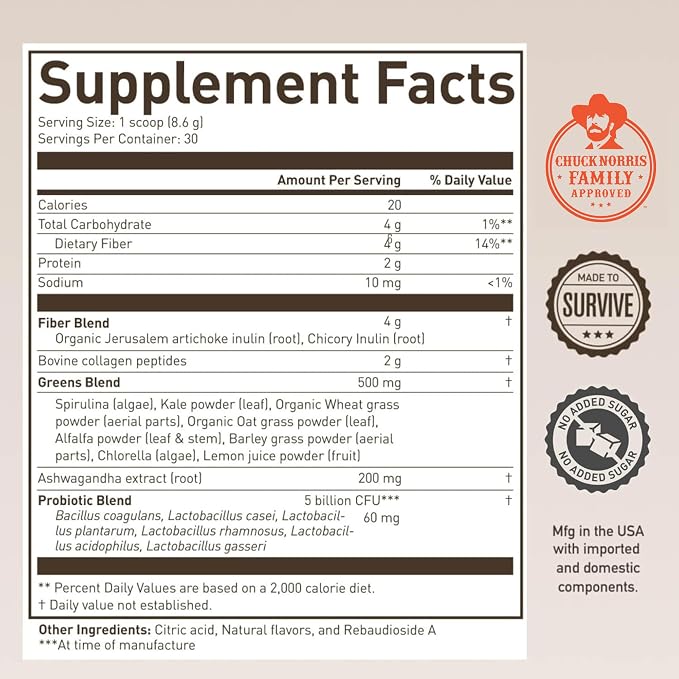 Roundhouse Provisions Morning Kick Greens Powder with Probiotics, Strawberry Lemonade 9.1 oz