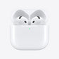 White wireless earbuds in an open charging case on a light gray background.