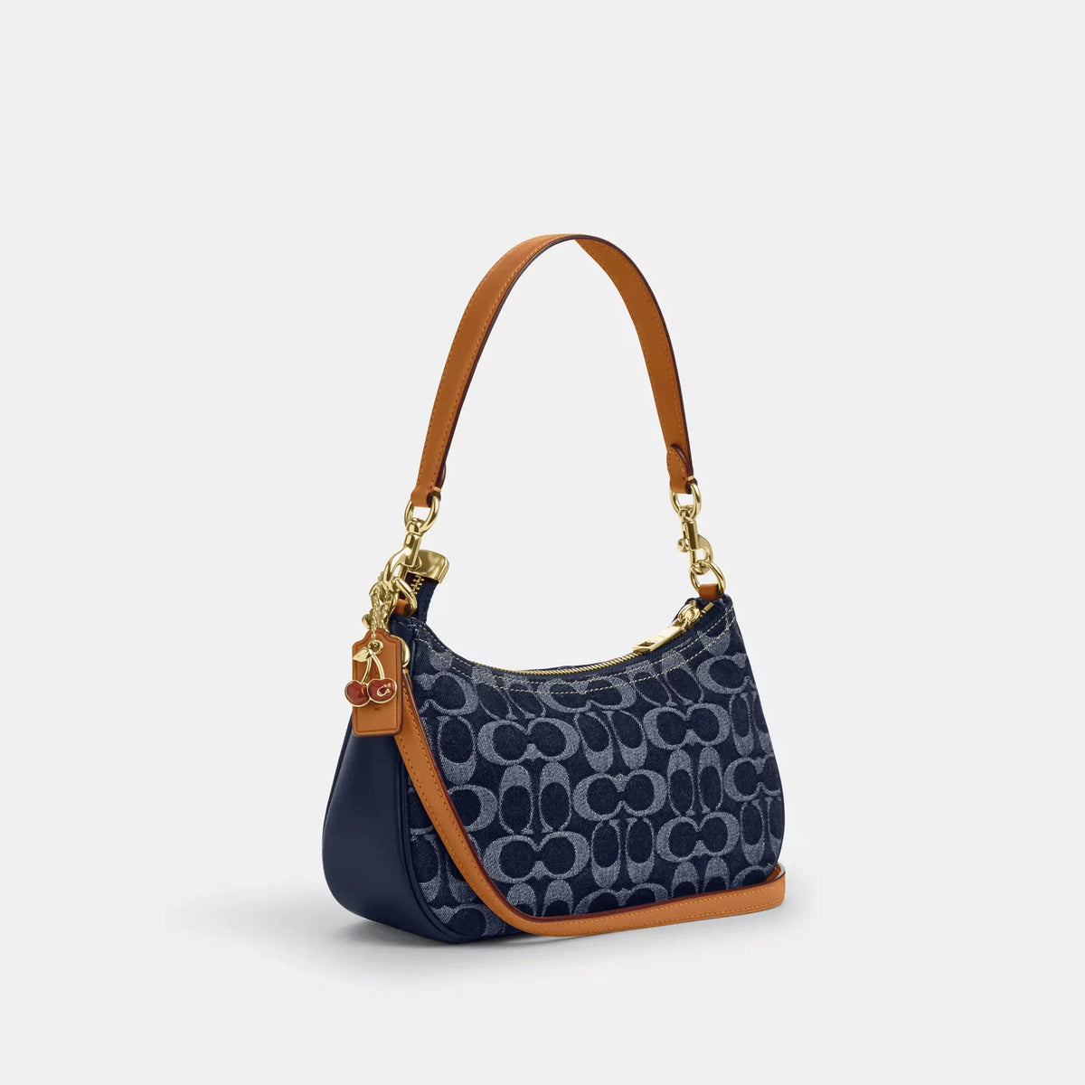Coach Teri Shoulder Bag CAF82 in Blue Signature Denim with Vachetta Leather