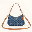 Coach Teri Shoulder Bag CAF82 in Blue Signature Denim with Vachetta Leather