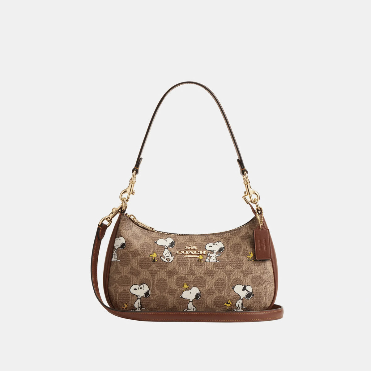 Coach Teri Shoulder Bag CBJ88 with Snoopy Print in Signature Coated Canvas