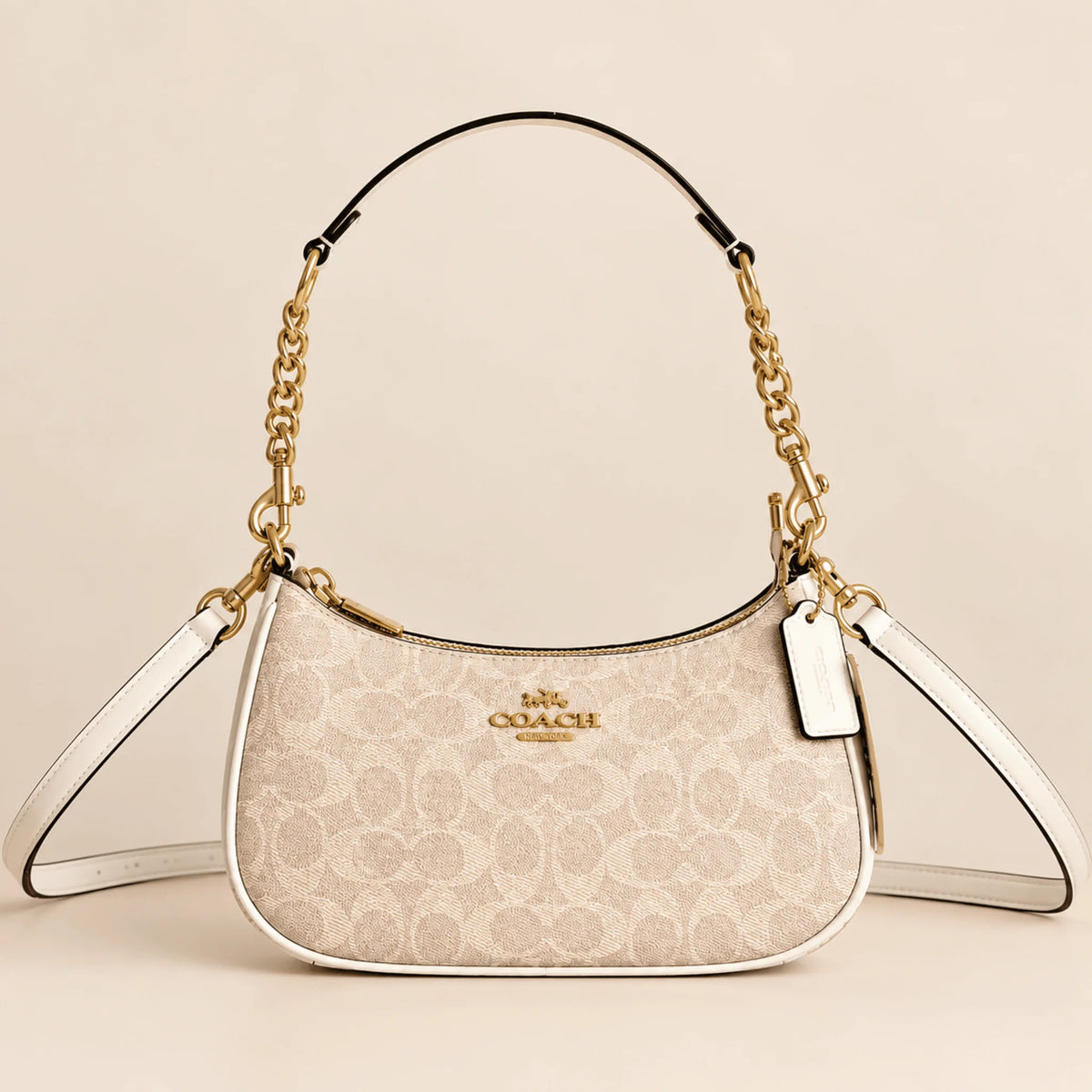 Coach Teri Shoulder Bag CV933 in Gold/Sand/Chalk Signature Canvas