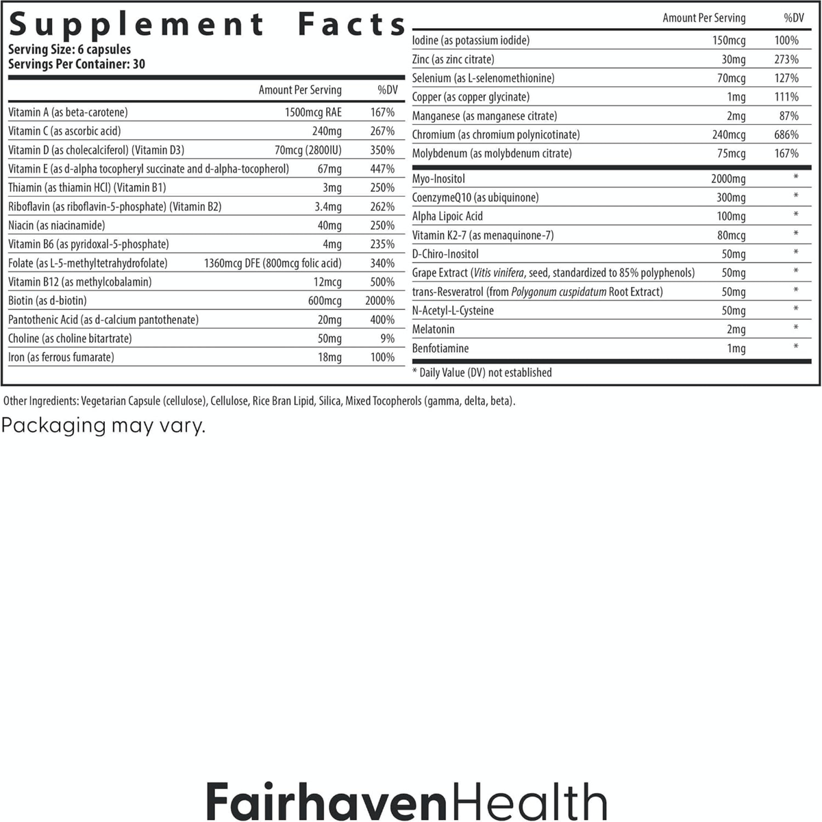 FH Pro Women's Reproductive Health Multivitamin | 180 Capsules