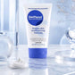 Dermend fragile skin moisturizing formula cream tube on a marble surface with a light blue background