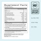 Supplement label with NSF certification logo on a light blue background