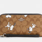 Coach x Peanuts Long Zip Around Wallet with Snoopy and Woodstock, Khaki