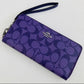 Coach Long Zip Around Wallet with Strap in Purple Signature, C4452