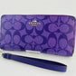 Coach Long Zip Around Wallet with Strap in Purple Signature, C4452