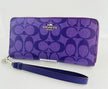 Coach Long Zip Around Wallet with Strap in Purple Signature, C4452