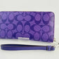 Coach Long Zip Around Wallet with Strap in Purple Signature, C4452