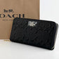 Coach Long Zip Around Wallet in Black Signature Leather, F53834