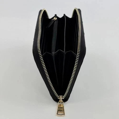 Coach Long Zip Around Wallet in Black Signature Leather, F53834